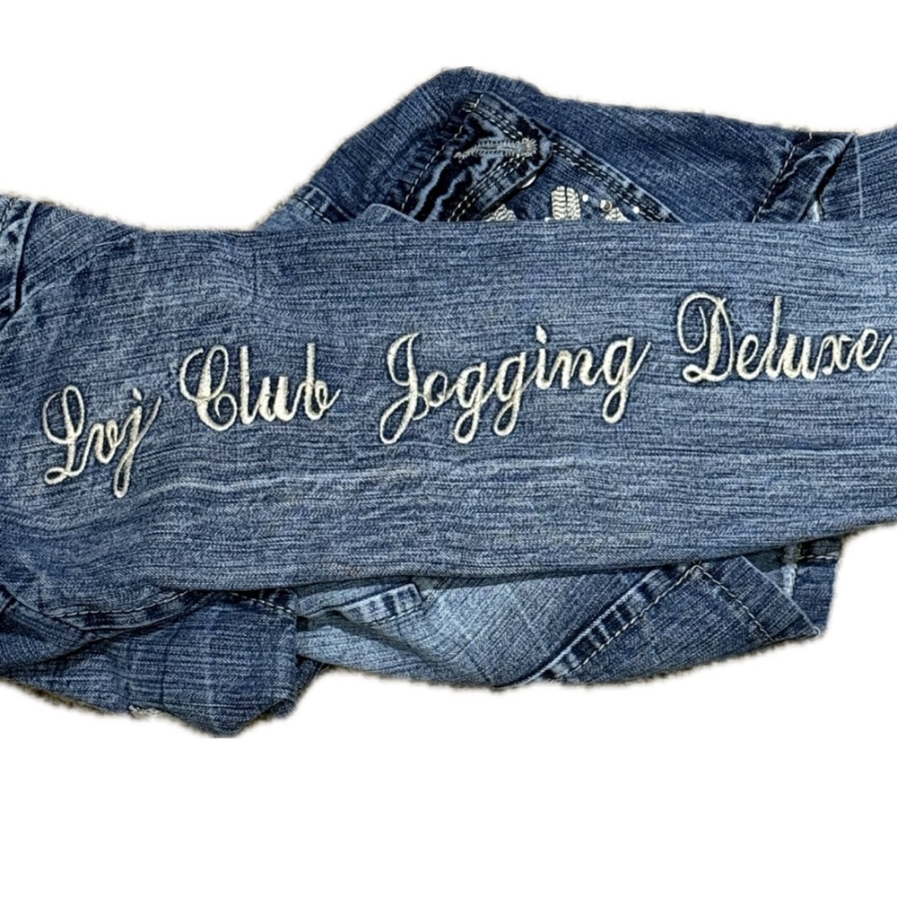 🧥🕺 RAYBAN x LUJ Y2K‎ Blue Denim Jean Jacket | EU Club Scene Sz 4 - Picture 5 of 12